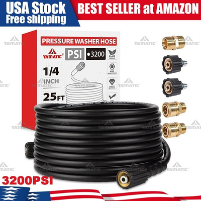 #ad YAMATIC 3200 PSI Pressure Washer Hose 1 4quot; M22 14mm Quick Connect $32.99