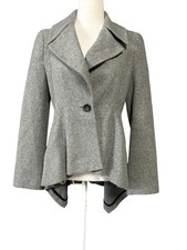 Zara Basic Jacket Womens Small Gray Wool Blen...