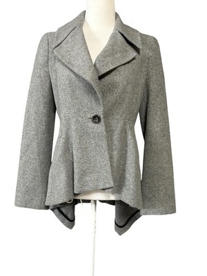 Zara Basic Jacket Womens Small Gray Wool Blend Asymmetrical Hem Peplum Coat
