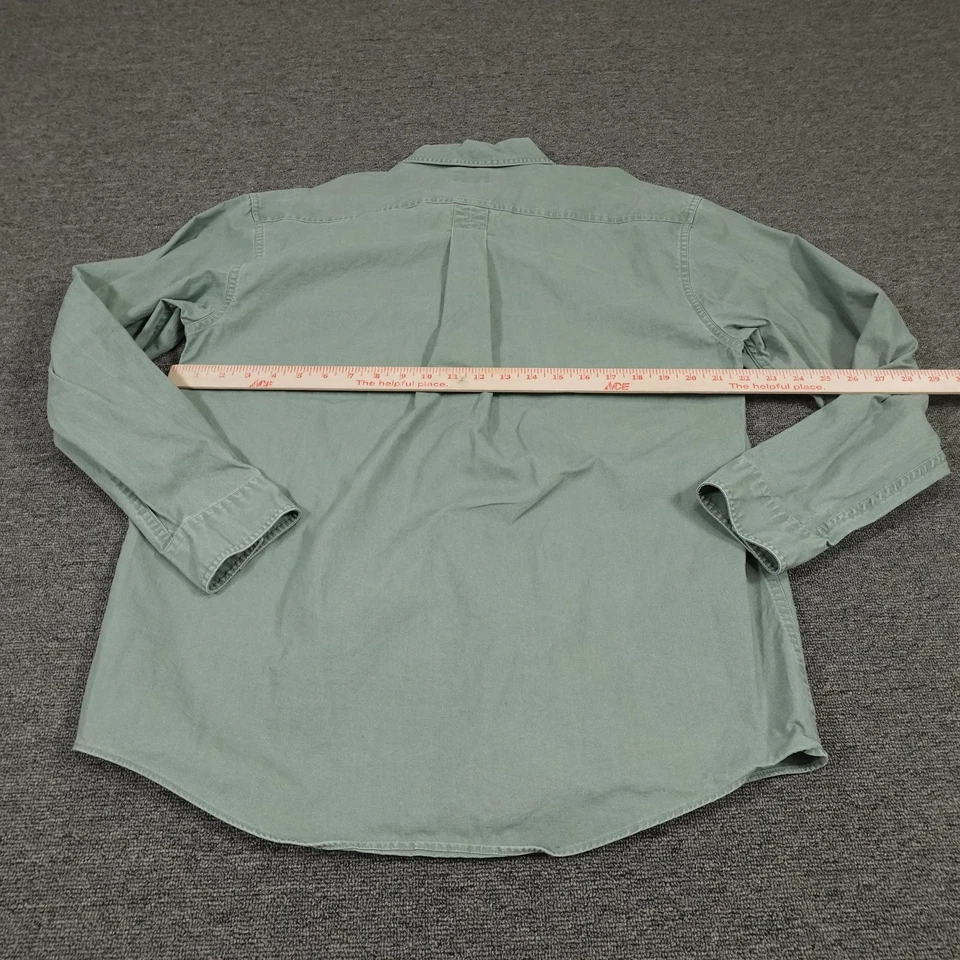 LL Bean Shirt Mens Medium Green Traditional Fit Long Sleeve Button Front Cotton - Image 3 of 4