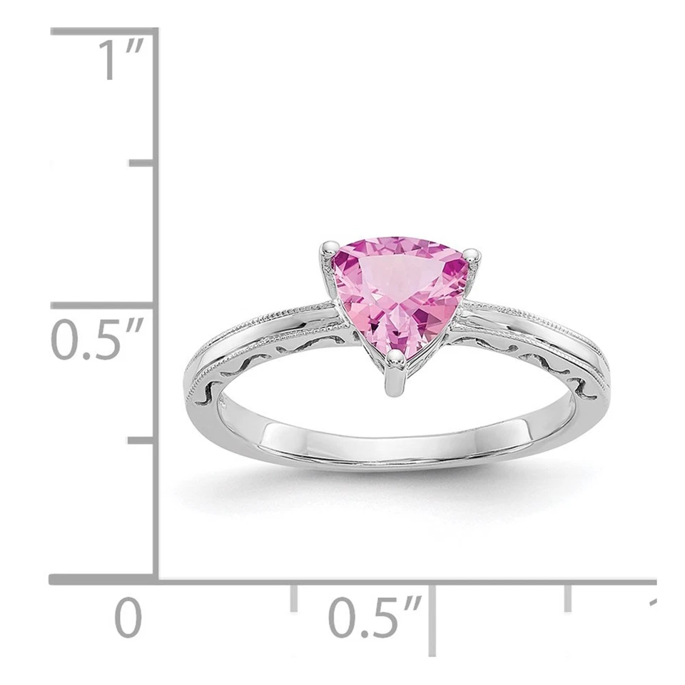 10K White Gold Created Pink Sapphire Ring Jewelry Gift for Women - Image 3 of 4
