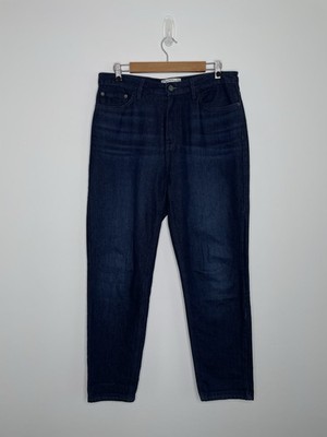 Fat Face Mom Jeans dunkelblau Denim UK 12R Relaxed Straight Taper Leg Turn Ups