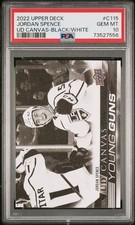 JORDAN SPENCE 2022-23 Upper Deck UD Canvas Young Guns Black White PSA 10
