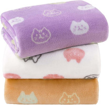 Dog Blankets 3-Pack, Super Soft Fluffy Fleece Pet Throw Warm
