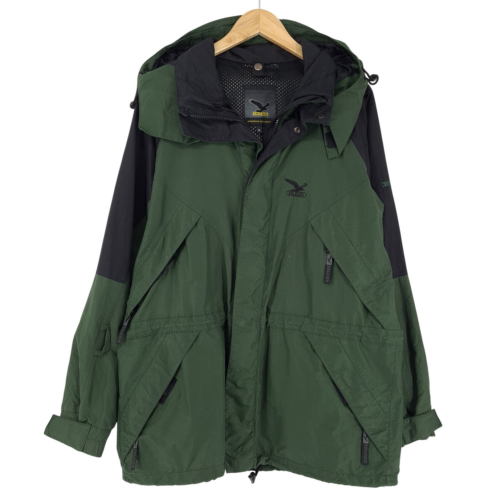 Vintage SALEWA Chaqueta Hombre Impermeable Montaña Exterior Senderismo Capucha