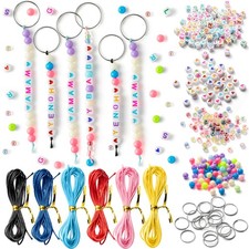 286Pcs DIY Alphabet Letter Bead Keychain Making Kit Craft Supplies