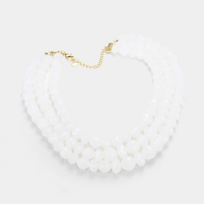 Тройной прядь бисером нагрудник ожерелье лаванды заявление слоистый коренастый ювелирных изделий - Изображение 2 из 2