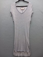 Saturday Sunday Women's Dress Size S Gray Striped Rayon Knit Boat Neck Cap