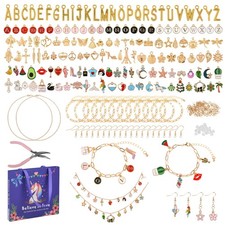408Pcs Gold Charm Bracelet Making Kit for Girls, Including 12 Bracelet Chains...