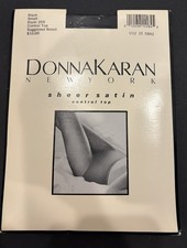 Donna Karan New York Small BLACK Sheer Satin Control Top Pantyhose Hosiery 265