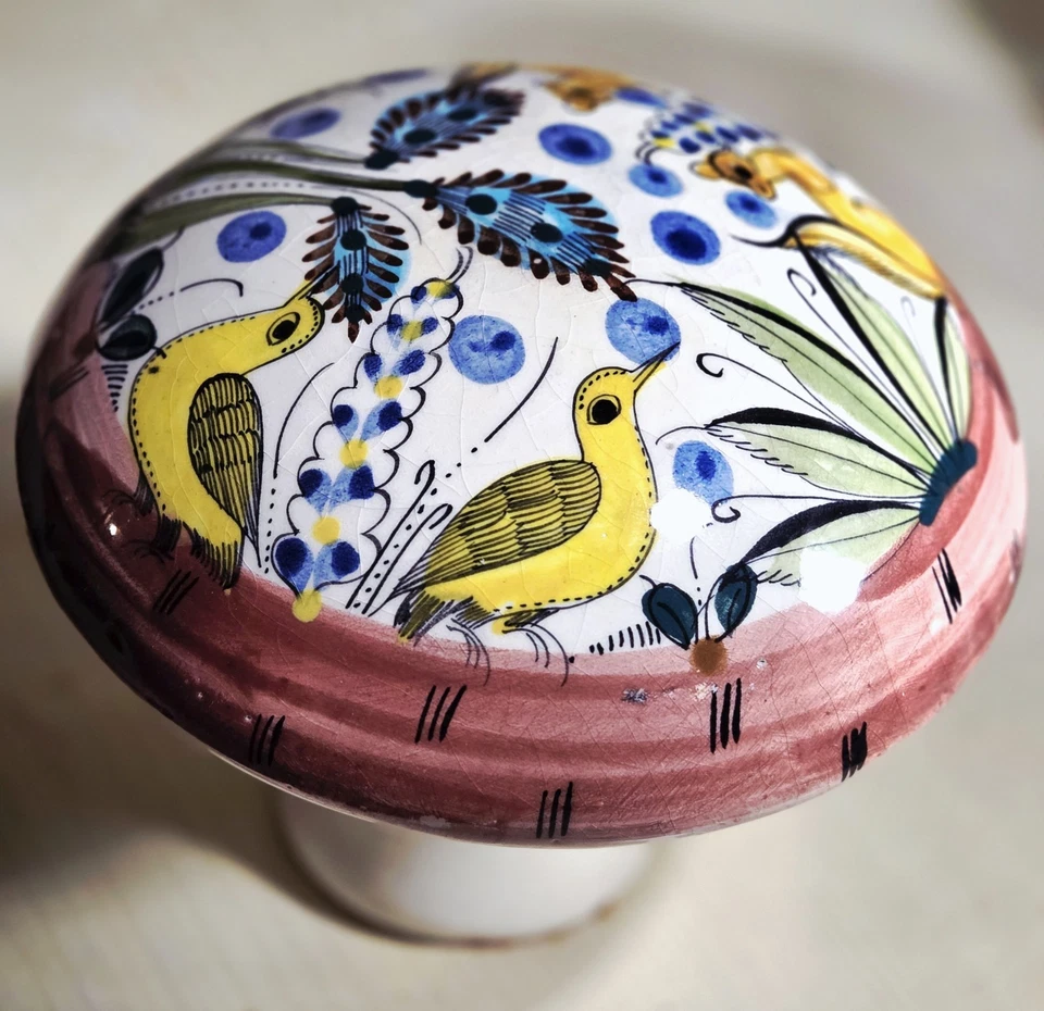 Cerámica Tonala Champiñón Arte Popular Mexicano Cerámica De Colección Pintada a Mano Original Foto 2 de 4