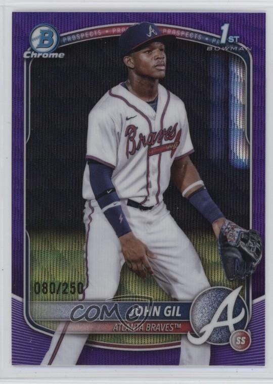 2025 Bowman Chrome Prospects Purple Wave Refractor 80/250 John Gil #BCP-172 1r25