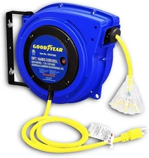 Goodyear Extension Cord Reel Retractable 16AWG x 50' Foot 3C/SJTOW - BLUE
