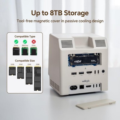 【ジャンク品】Wokyis M5 ドックステーション/Y40635-I1 Wokyis M5 Retro Dock Station for Mac mini M4, 5'inch HD Display