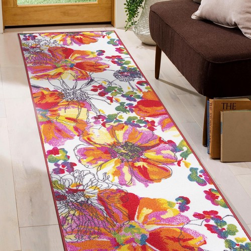 Rugshop Modern Bright Flowers Non-Slip (Non-Skid) Runner Rug 2' x 10' Multi - Picture 6 of 6