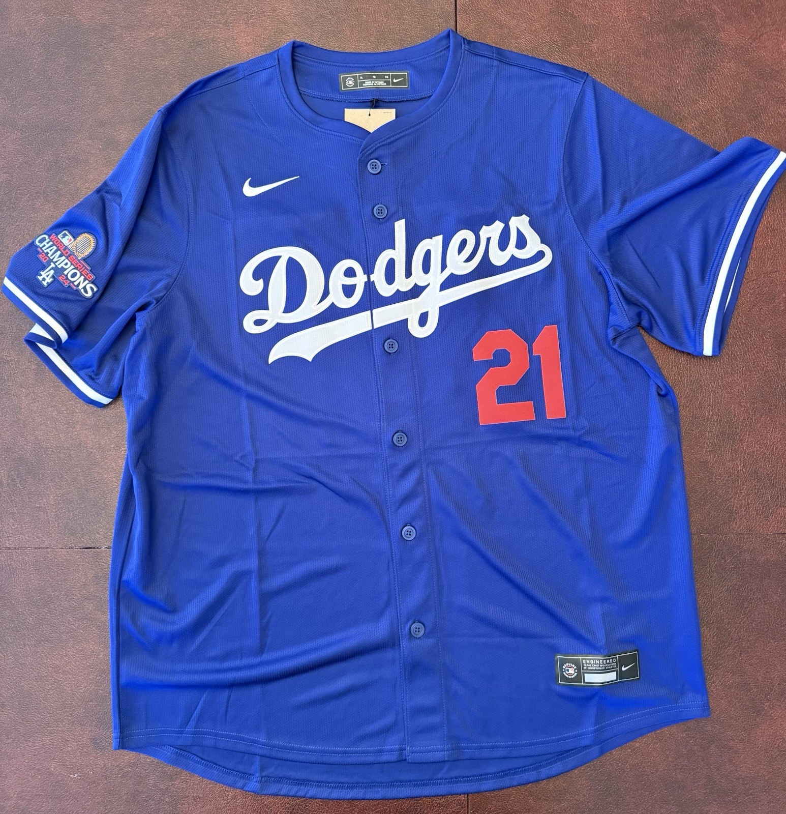 2024 Dodgers World Series Champions Patch Walker Buehler Stadium Jersey  w/ TAGS