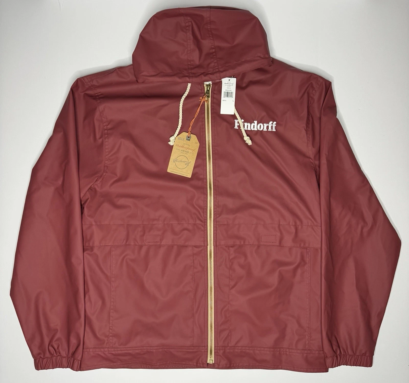 Weatherproof Vintage Findorff Jacket Mens Large Hooded Full Zip NWT Red