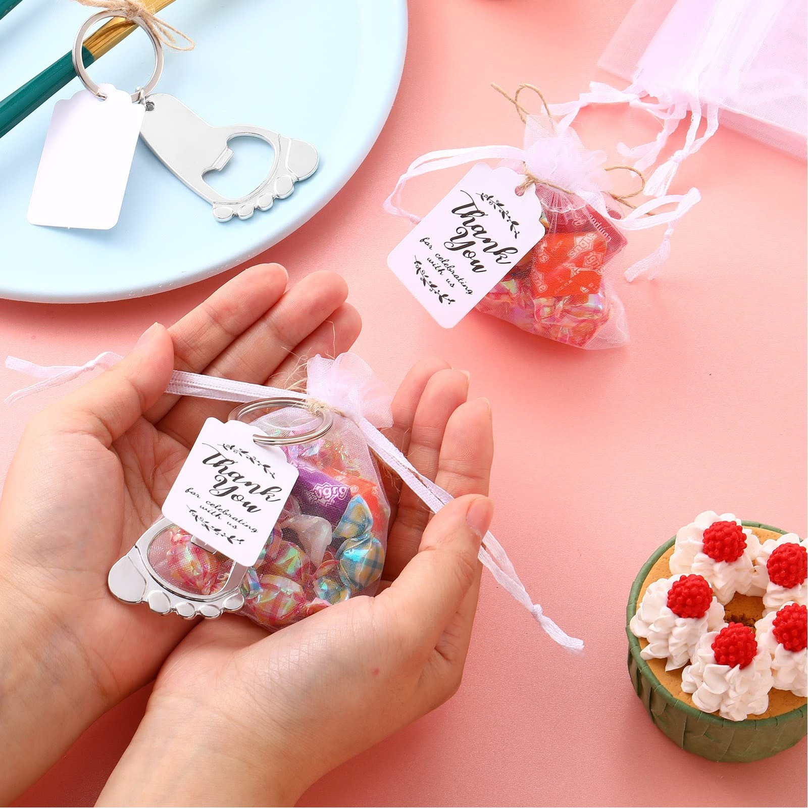 24 Baby Footprint Keychain Bottle Opener Party Favors For Baby Shower Trending