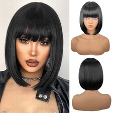Women's short hair Bob Wig Women's Short Straight Bangs Full Hair Wigs Cosplay