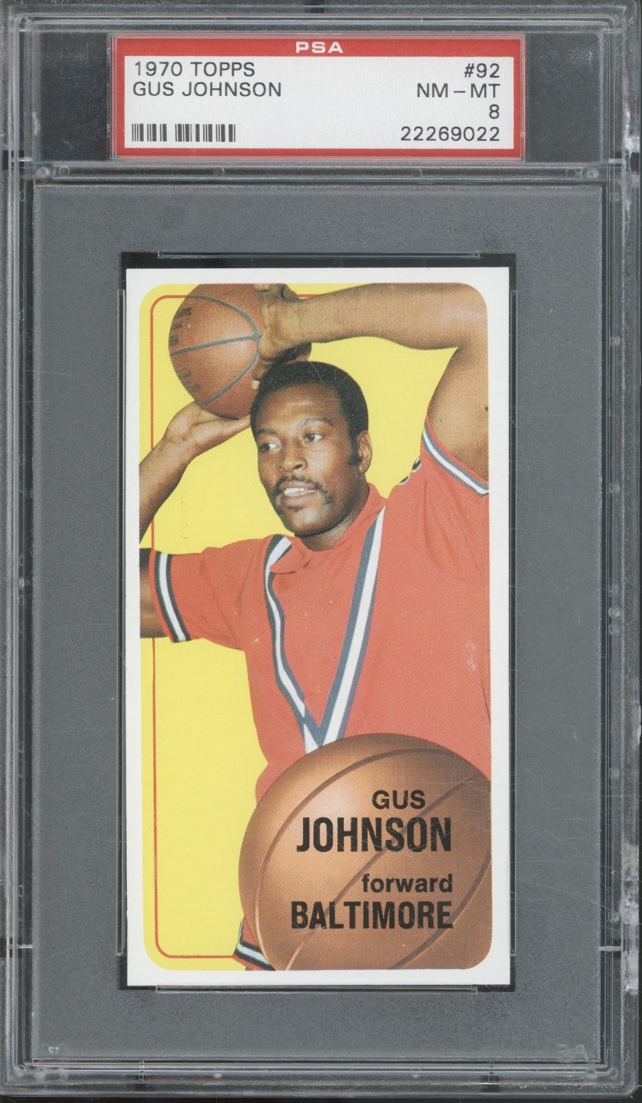 1970 Topps Basketball #92 Gus Johnson NM-MT PSA 8