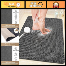 Non-Slip Shower Mat 24x16 inch, Soft PVC Bath Mat with Drain, Quick Drying, Blac