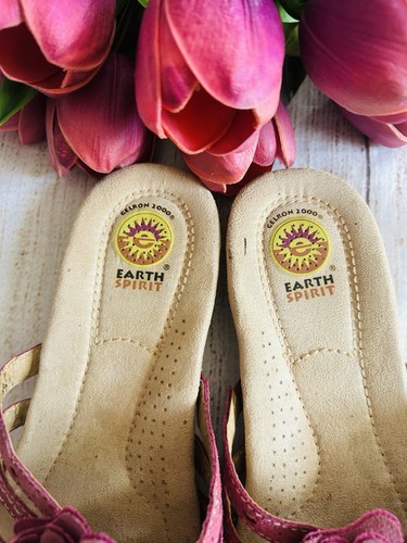 Sandali donna Earth Spirit in pelle malva floreale taglia 9 - Foto 7 di 13
