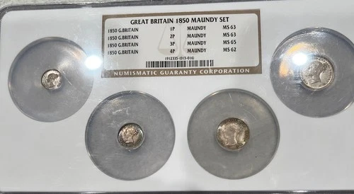 Great Britain Maundy silver 4 coin set, 1850 Queen Victoria. NGC graded