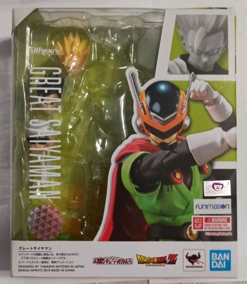 Auténtica caja y bandeja SH Figuarts Great Saiyaman con manual y accesorios