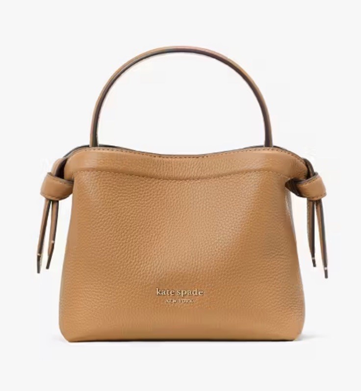 NWT Kate Spade Knott Pebbled Leather Mini Crossbody Tote Bungalow Brown