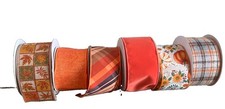 2.5" Wired Multi-Color Fall Ribbon  10 Yard Roll in Rich Autumn Tones