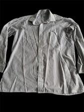 Pierre cardin shirt Men s White Striped 16-1/2 32/33 Long Sleeve