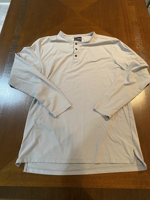 Cuts Shirt Mens Medium Gray Curve-Hem Long Sleeve Henley PYCA Pro Stretch Soft