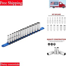 14-Piece 3/8" Drive Socket Set 6pt Mid-Length Metric Chrome Vanadium