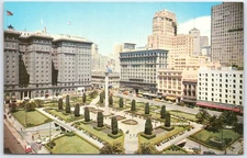 Vintage Union Square San Francisco CA Linen Postcard by E.F. Clements