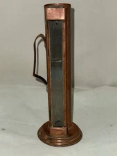 ANTIQUE COPPER HYDROMETER CASE OLD CLEAR GLASS VIEW SPECIFIC GRAVITY WINE BEER