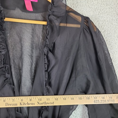 Betsey Johnson Intimates Lingerie Robe Tricot Black Sheer Size Large - Picture 6 of 6