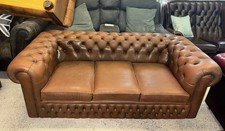 Chesterfield Tan Real Leather Three Seater Sofa