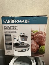 New Farberware 3-Crock Round 1.5 Quart Slow Cooker. Used. No lid cache.