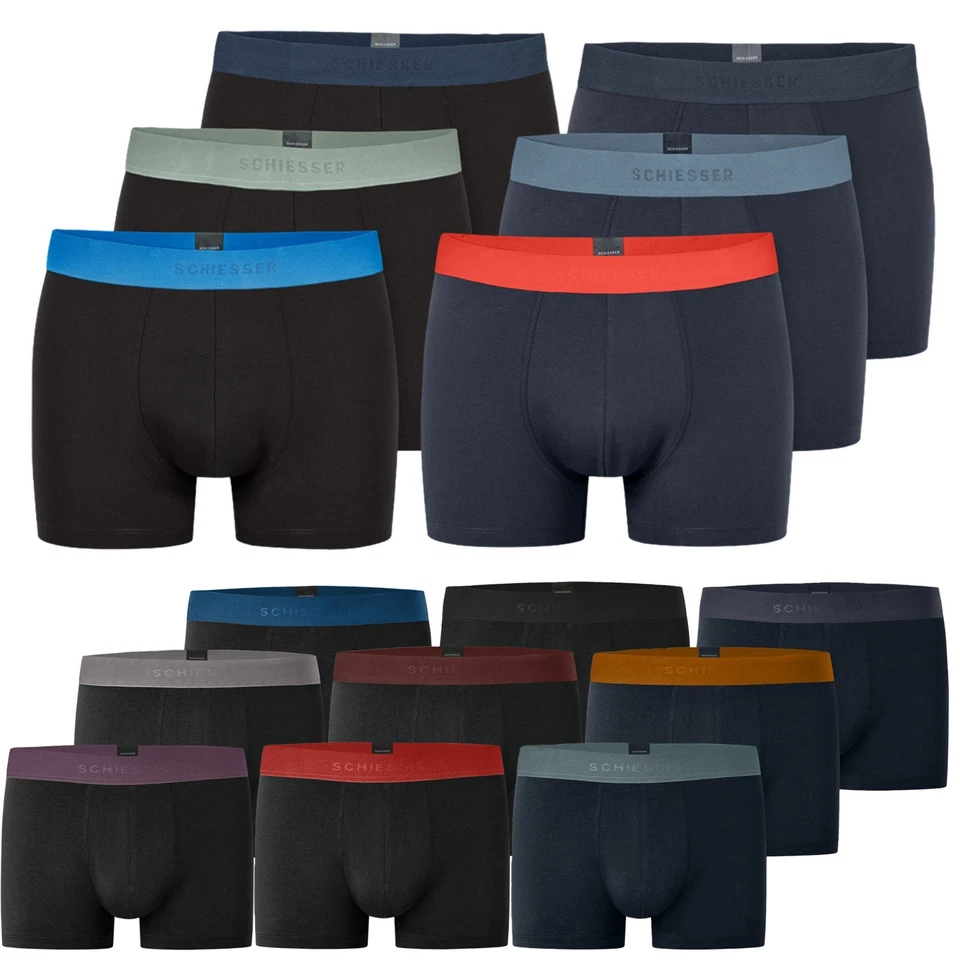 Schiesser Herren Boxershorts 95/5 Organic Cotton Webgummibund Logo | 3er Pack