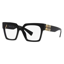 MIU MIU MU 04UV Black Gold 1AB-1O1 Women Square Eyeglasses Rxable AUTHENTIC
