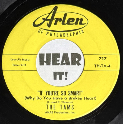 Superb Popcorn N. Soul Group 45 THE TAMS If Youre So Smart / Deep Inside ARLEN