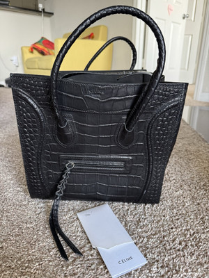 Celine Phantom Bag Crocodile Embossed Leather Medium