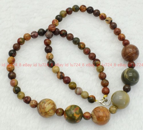 New Jewelry 6mm+14mm Natural Multicolor Gemstone Round Beads Necklace 18" - Picture 9 of 75