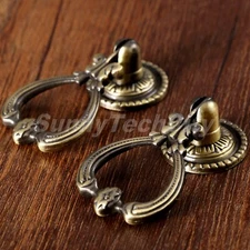 European Retro Alloy Handles Drop Pull Knobs For Drawer Cabinet Wardrobe 2X