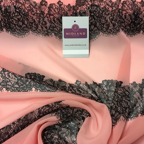 £2.99 Peach pink lace effect printed chiffon high street Fabric 58" Wide M401-56 - Picture 4 of 7