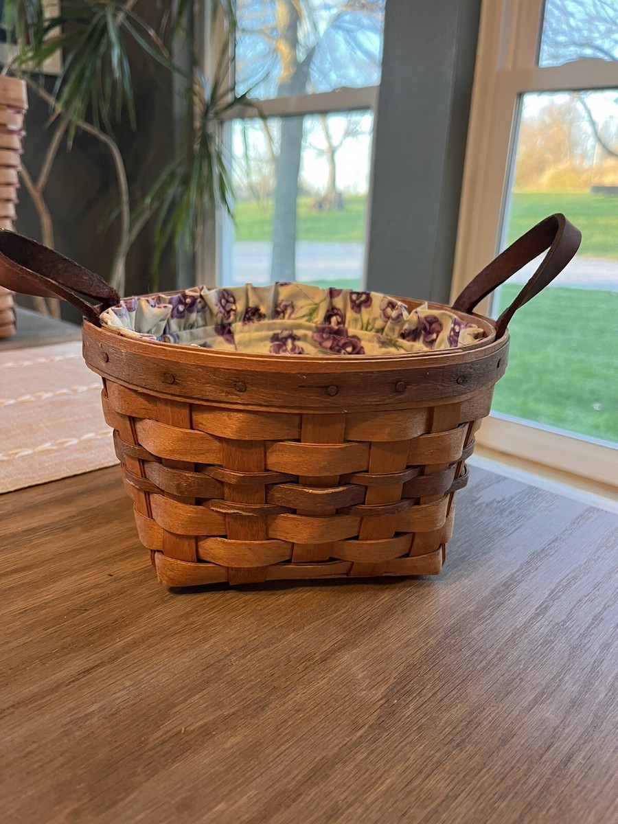 小物入れ Longaberger basket longaberger basket Small With Liner And Leather Handles- See Pics