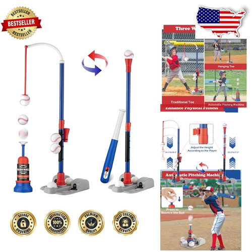 Adjustable T-Ball Set for Kids 3-8 | Outdoor Baseball Fun with Bat & Ball