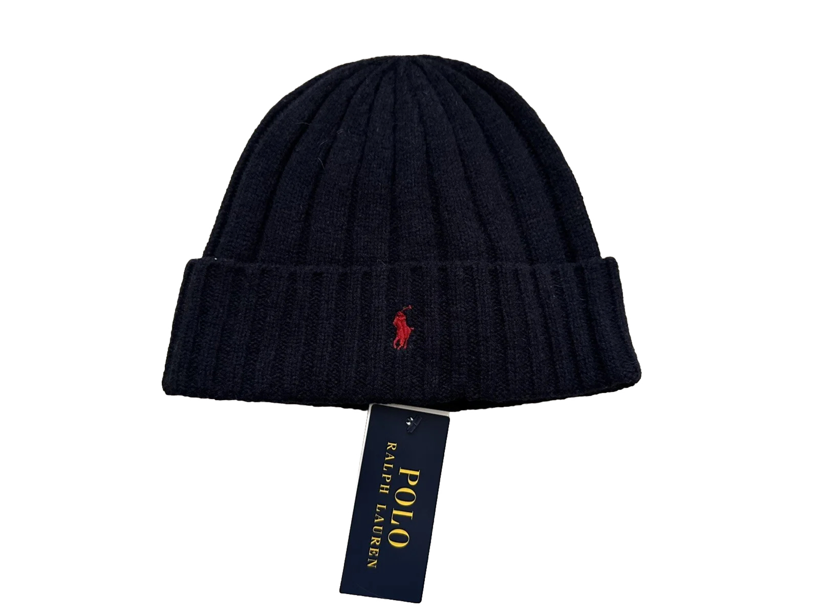 Polo Ralph Lauren uomo misto lana berretto teschio berretto invernale blu navy rosso pony taglia unica