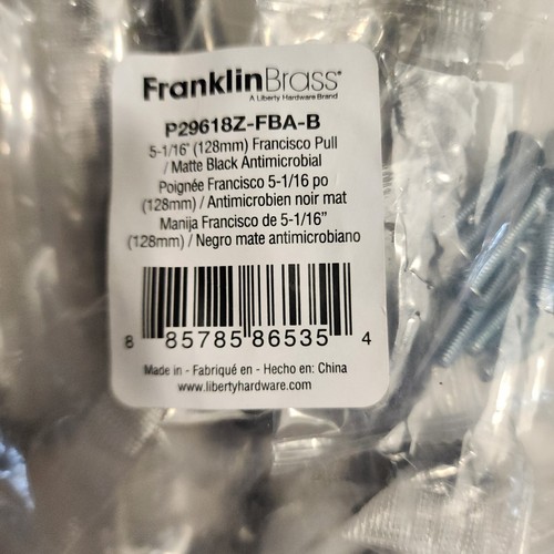 Franklin Brass P29618Z-FBA-B Francisco Bar Cabinet Pull - Pack of 5- Matte Black - Picture 3 of 3