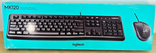 Logitech MK120 Wired USB Keyboard and Mouse, Black (920-002565) NEW - Picture 1 of 3